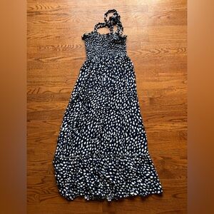 Navy and White Polka Dot Maxi Dress